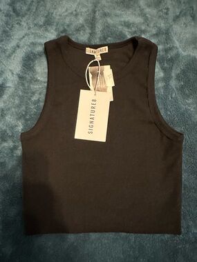 Signature8 Black Ribbed Tank Top